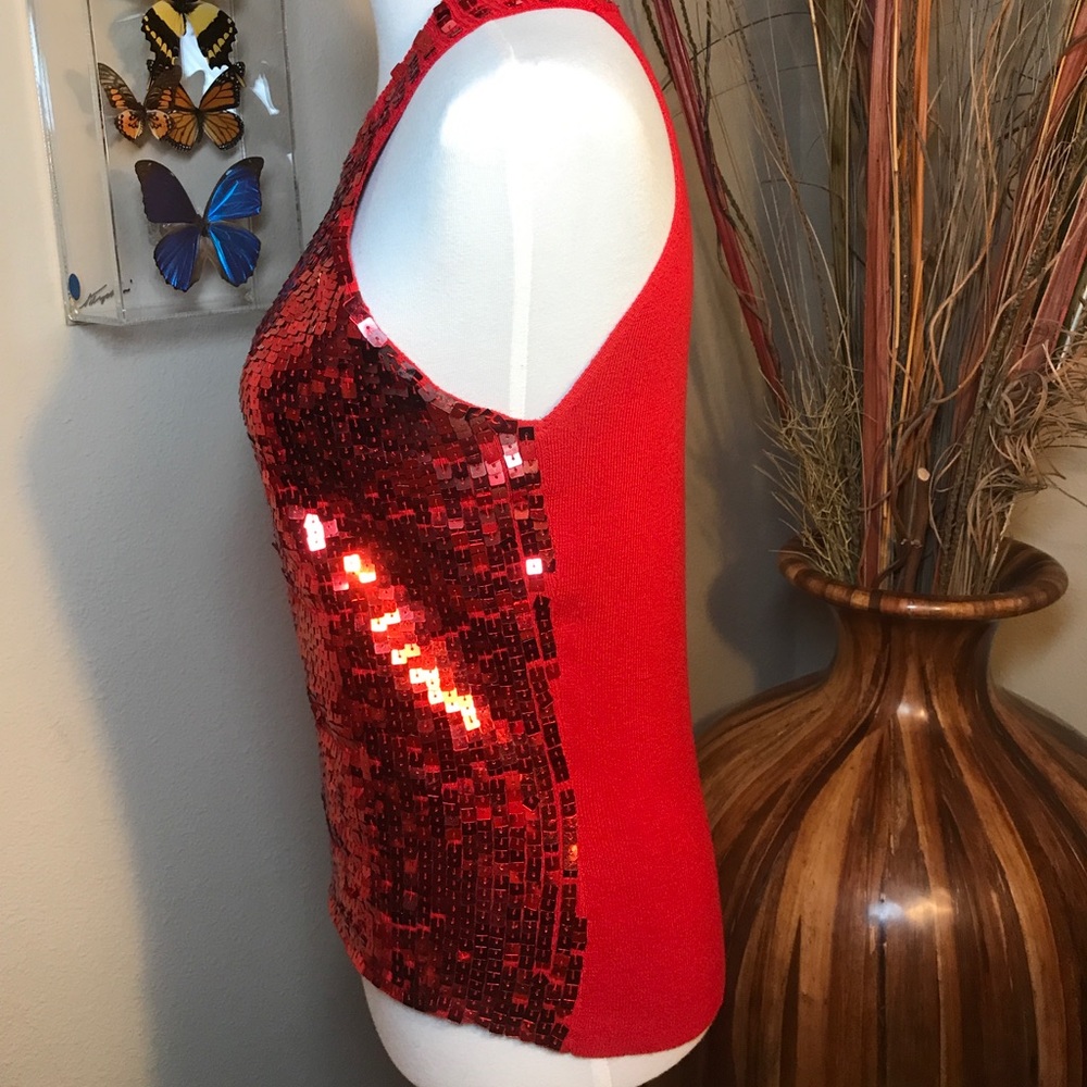 GIFTED Charlotte Russe Red Sequin Top Sleeveless - Picture 5 of 8